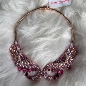 NWT Retired Betsey Johnson Pink fuchsia Flamingo Statement choker Necklace